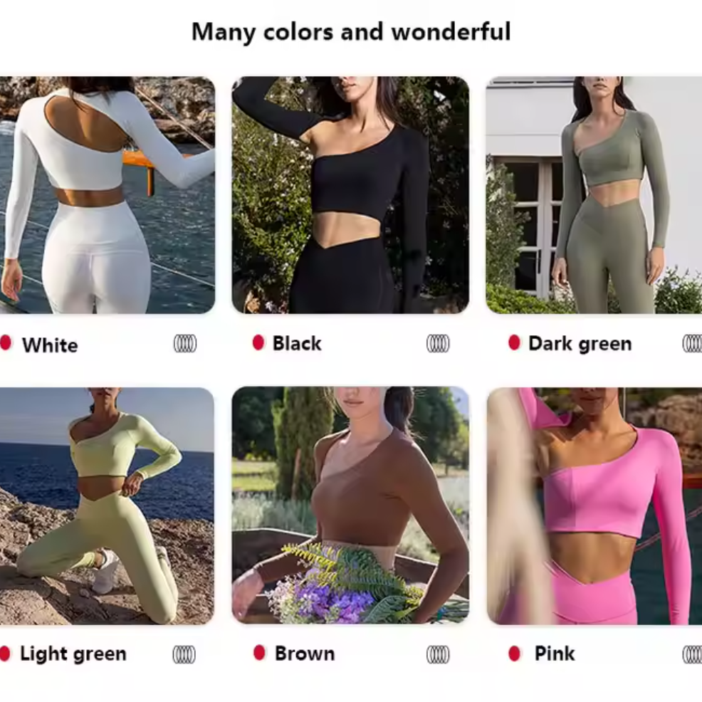 Asymmetrical Shoulder Fitness Workout Backless Corset Activewear Gym Long Sleeve Yoga Sports Crop Women Tops